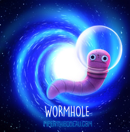 ambiguous_gender armor astronaut black_eyes bubble_helmet clothing feral floating headgear headwear helmet humor outside pink_body pink_skin portal pun sky solo space star starry_sky text visual_pun wide_eyed piper_thibodeau annelid earthworm worm digital_media_(artwork) digital_painting_(artwork) english_text painting_(artwork)
