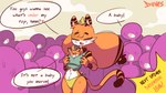 anthro blush blush_lines camel_toe clothing crop_top crowd dialogue faceless female fur group hair orange_body panties plushie public round_ears shirt speech_bubble standing text tied_hair toony topwear underwear diives xingzuo_temple dou_(diives) felid feline felis mammal pantherine tiger 16:9 2023 colored digital_media_(artwork) english_text shaded tagme widescreen