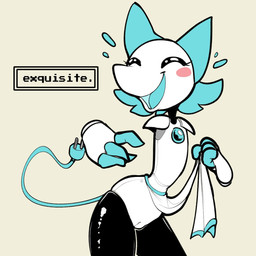 anthro clothed clothing clothing_lift electrical_plug_tail female flashing floating_hands genitals happy innie_vulva machine open_mouth open_smile simple_background smile solo text vulva itsunknownanon deltarune undertale_(series) tasque_manager darkner felid mammal robot 1:1 2021 english_text hi_res portrait three-quarter_portrait