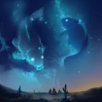 cactus desert detailed_background night outside peaceful plant sky smoke star starry_sky sunrise teepee aerroscape western_zodiac pisces_(zodiac) fish marine 1:1