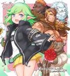 anthro black_body black_fur bouquet female flower fur green_hair group hair horn male muscular muscular_male not_furry_focus plant red_hair rose_(flower) solo_focus text white_body white_fur summon_lw lifewonders tokyo_afterschool_summoners barguest_(tas) echo_(tas) gyumao_(tas) heracles_(tas) snow_(tas) bear bovid bovine felid human humanoid lion mammal nymph pantherine english_text hi_res