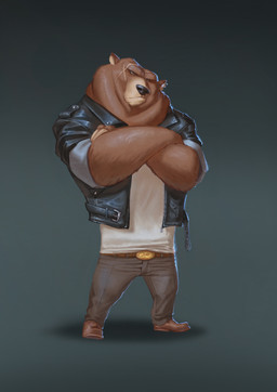 anthro belt belt_buckle black_clothing black_eyes black_jacket black_nose black_topwear bottomwear brown_belt brown_body brown_claws brown_clothing brown_footwear brown_fur brown_shoes buckle claws closed_frown clothed clothed_anthro clothed_male clothing ear_piercing ear_ring facial_scar finger_claws footwear frown fully_clothed fully_clothed_anthro fully_clothed_male fur furrowed_brow gradient_background grey_background grey_bottomwear grey_clothing grey_ear_ring grey_pants jacket light male male_anthro mouth_closed open_clothing open_jacket open_topwear pants piercing ring_piercing rolled_up_sleeves scar shirt shoes simple_background solo standing tan_inner_ear tan_scar topwear white_clothing white_shirt white_topwear x_scar zipper zipper_down michele_marchionne honey_heist bear brown_bear mammal ursine 2020 absurd_res colored digital_drawing_(artwork) digital_media_(artwork) english_description full-length_portrait hi_res lighting portrait procreate_(artwork) shaded