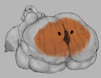 anthro anus areola arm_hair bald belly big_belly big_breasts big_butt big_nipples body_hair bodypaint breasts butt butt_grab butt_hair butt_squish cellulite elderly elderly_anthro elderly_female eyeshadow female genitals hairy hairy_body hairy_legs hairy_thighs hand_on_butt huge_belly huge_breasts huge_butt huge_hips huge_thighs hyper hyper_breasts hyper_butt hyper_hips hyper_thighs looking_at_viewer looking_back looking_back_at_viewer makeup montgomery_glands morbidly_obese morbidly_obese_anthro morbidly_obese_female nipples nude obese obese_anthro obese_female overweight overweight_anthro overweight_female painted_butt puffy_anus puffy_areola rear_view simple_background solo spread_butt spreading squish thick_thighs thigh_up vulva wide_hips scalyfatnuts mary_mabuff canid canine canis domestic_dog mammal molosser pug small_molosser toy_dog 2026 digital_drawing_(artwork) digital_media_(artwork) greyscale monochrome partially_colored shaded