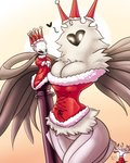 anthro breasts christmas_clothing christmas_headwear cleavage clothed clothing corset duo female hat headgear headwear heart_symbol holidays lingerie male non-mammal_breasts one_eye_closed plant santa_hat topwear tree white_body wink latiar christmas hollow_knight team_cherry pale_king_(hollow_knight) radiance_(hollow_knight) white_lady_(hollow_knight) arthropod elemental_creature flora_fauna insect lepidopteran moth treant 4:5 digital_media_(artwork)