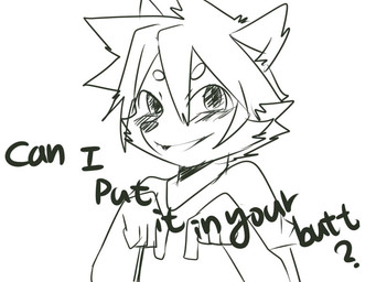 ambiguous_gender anthro black_nose blush dialogue fur happy inner_ear_fluff kemono looking_at_viewer naughty_face question_mark seductive simple_background smile smug solo suggestive text tuft white_background unknown_artist canid canine canis domestic_dog mammal 4:3 digital_media_(artwork) english_text half-length_portrait monochrome portrait source_request