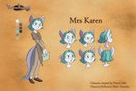 anthro clothing female folder footwear shoes solo teacher text outsider_artwork dreamkeepers mrs_karen_(dreamkeepers) mammal mustelid otter absurd_res english_text hi_res model_sheet