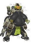 2024 absurd_res areola belly big_belly big_breasts big_butt blizzard_entertainment bodily_fluids breasts butt female gesture gun hi_res horn huge_belly huge_breasts im51nn5 inverted_nipples lactating machine metal metallic_body milk nipples omnic orisa_(overwatch) overwatch overweight overweight_female pregnant pregnant_female pregnant_taur ranged_weapon robot sagging_breasts solo taur waving weapon