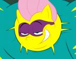 female smile smirk solo teeth acstlu friendship_is_magic hasbro my_little_pony fluttershy_(mlp) power_ponies_(mlp) saddle_rager_(mlp) equid equine horse mammal pony animated reaction_image short_playtime