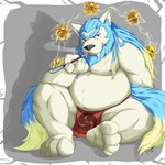 anthro asian_clothing belly black_nose clothing east_asian_clothing fundoshi fur japanese_clothing male moobs nipples overweight overweight_anthro overweight_male smoking solo underwear white_body white_fur chiubear0214 asian_mythology east_asian_mythology japanese_mythology mythology foo_dog komainu mammal yokai 1:1 2016 absurd_res hi_res