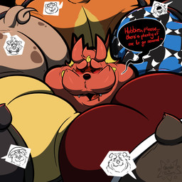 anthro big_butt blush bodily_fluids bottomwear boxer_briefs briefs butt butt_in_face butt_squish chubby_face clothed clothed/nude clothing dialogue drooling facial_hair fangs fur group horn jockstrap looking_pleasured male male/male mustache nude open_mouth overweight overweight_anthro overweight_male pattern_boxer_briefs red_boxer_briefs red_clothing red_underwear saliva squish surrounded surrounded_by_butts tail teeth text underwear underwear_fetish underwear_only yellow_briefs yellow_clothing yellow_underwear gorochuinboxers animal_crossing beta_pokemon_games blizzard_entertainment deltarune mihoyo nintendo overwatch pokemon undertale_(series) zenless_zone_zero ben_bigger bub_(gorochuinboxers) king_spade pan_yinhu roadhog_(overwatch) teddy_(animal_crossing) bear beta_pokemon_(species) brown_bear darkner domestic_pig giant_panda gorochu grizzly_bear mammal suid suine sus_(pig) ursine 1:1 2025 colored digital_drawing_(artwork) digital_media_(artwork) english_text hi_res