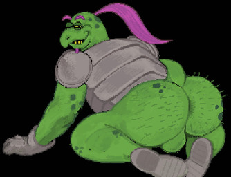 anthro anus armor armor_only backsack balls big_butt butt clothing elderly_male footwear genitals gloves hair handwear looking_at_viewer male mature_male muscular one_eye_closed pink_hair presenting presenting_anus shoes solo tail wink winking_at_viewer cheepdeeper deltarune undertale_(series) gerson_boom_(deltarune) reptile scalie turtle hi_res