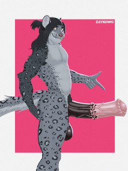 animal_genitalia animal_penis anthro big_penis black_hair equine_genitalia equine_penis fur genitals grey_body grey_fur hair huge_penis hyper hyper_genitalia hyper_penis long_hair male penis pink_nose simple_background smile solo spots standing tail yellow_eyes zaykowo zayko_(character) felid mammal pantherine snow_leopard 3:4 hi_res