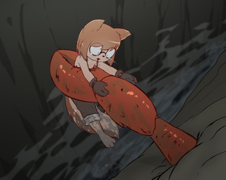 3_toes anthro barefoot bird's-eye_view blood blood_from_mouth blood_in_mouth bodily_fluids breasts buckteeth claws clothed clothing crush dying eye_bags eyewear fatal_wound feet female fluffy fluffy_tail freckles glasses gloves handwear high-angle_view mud nipples no_bra overalls overalls_only peril predator/prey ryona small_breasts solo tail tears teeth toes wet wet_body wounded e254e king_kong_(2005) lana_(e254e) arthropod crab crustacean decapod malacostracan mammal rodent sciurid tree_squirrel 5:4 absurd_res hi_res