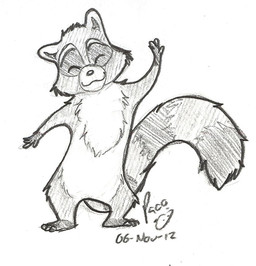 anthro chest_tuft closed_smile featureless_crotch front_view gloves_(marking) leg_markings male markings mouth_closed nude simple_background smile socks_(marking) solo standing striped_markings striped_tail stripes tail tail_markings tuft young young_anthro young_male pandapaco mammal procyonid raccoon 2012 dated full-length_portrait monochrome portrait signature sketch