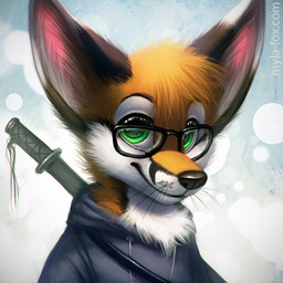 anthro black_body black_ears black_fur blue_clothing blue_hoodie blue_topwear cheek_tuft chest_tuft chibi closed_smile clothed clothing eyewear facial_tuft fur glasses glistening glistening_eyes green_eyes head_tuft hoodie looking_at_viewer male mouth_closed orange_body orange_fur simple_background smile solo text topwear tuft white_body white_fur mylafox haiku_(haikufox) canid canine fox mammal 1:1 2016 bust_portrait detailed icon portrait url
