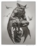 anthro biceps claws crouching feral flying group leaf male membrane_(anatomy) membranous_wings muscular muscular_anthro muscular_male nude open_mouth simple_background wings taran_fiddler bat mammal werebat werecreature 2020 4:5 digital_media_(artwork) greyscale hi_res monochrome