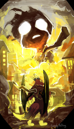 2_horns all_the_way_through ambiguous_gender anthro black_wings blonde_eyebrows bodily_fluids building digitigrade dipstick_tail duo eyebrows feet fire furrowed_brow head_horn horn impalement looking_at_viewer looking_back looking_back_at_viewer markings matchstick nude penetration rear_view red_body red_tail simple_eyes smoke tail tail_markings tears text wings yellow_arms yellow_eyes yellow_feet yellow_tail goofyahdragons limbus_company mythology project_moon abnormality_(project_moon) dragon mythological_creature mythological_scalie scalie 2025 absurd_res artist_name digital_drawing_(artwork) digital_media_(artwork) full-length_portrait hi_res portrait