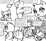 animal_crossing anthro black_and_white bottomless butt clothed clothing comic english_text eyes_closed felid female horn human makeup male mammal markings mascara mole_(marking) monochrome nintendo olivia_(animal_crossing) reaverx sleeping text villager_(animal_crossing)