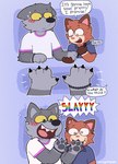 anthro black_nails clothing colored_nails duo lazy_eye male nails shirt topwear white_clothing white_shirt white_topwear yellow_eyes ohmygoditguppy curley_(ohmygoditguppy) terry_(ohmygoditguppy) canid canine canis domestic_cat felid feline felis mammal wolf hi_res