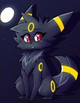 ambiguous_gender black_body black_fur cheek_tuft chest_tuft eyelashes facial_tuft feral fluffy fur markings moon red_eyes smile solo star tuft yellow_markings inget nintendo pokemon eeveelution generation_2_pokemon pokemon_(species) umbreon 2020 digital_media_(artwork)