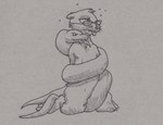 anthro black_nose bottomwear bryce_daeless clothing coiling doesnotexist duo eurasian_otter eyewear feral glasses hi_res lutra male mammal mustelid otter pants paws pen_(artwork) reptile river_otter scalie snake substance_intoxication traditional_media_(artwork)