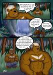 anthro bear bongo_(dad) brown_body brown_fur bulge clothed clothing comic detailed_bulge dialogue duo erection erection_under_clothing father_(lore) father_and_child_(lore) father_and_son_(lore) fur genital_outline genitals hair hi_res kyllo_(son) male male/male mammal muscular muscular_anthro muscular_male night nipples outside parent_(lore) parent_and_child_(lore) parent_and_son_(lore) pecs penis penis_outline son_(lore) spanish_text text translated undressing waterfall yasser