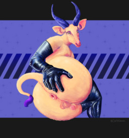 anthro anus big_butt blue_horn bodily_fluids butt clothing cum eyeliner femboy fur genital_fluids genitals gloves handwear horn huge_butt latex latex_clothing latex_gloves latex_handwear leaking_cum makeup male nipples orange_body orange_fur penis pink_anus pink_nipples pink_nose puffy_anus small_penis solo spread_butt spreading cupiddemon antelope bongo_(antelope) bovid bovine mammal spiral-horned_antelope hi_res