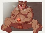 anthro balls belly blush erection genitals kemono male masturbation moobs musk musky_penis nipples overweight overweight_anthro overweight_male penis sitting solo tongue tongue_out iriai_inasa knights_college hermann_(knights_college) mammal suid suine sus_(pig) wild_boar 2022