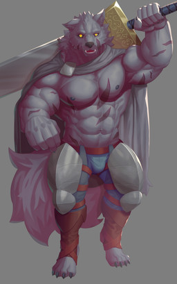 abs anthro armor barazoku biceps big_muscles bottomwear bulge cape claws clothed clothing digitigrade feet foot_wraps fur grey_background holding_melee_weapon holding_object holding_sword holding_weapon huge_muscles looking_at_viewer male melee_weapon muscular muscular_anthro muscular_male navel nipples obliques pants pecs scar simple_background smile solo standing sword teeth topless topless_anthro topless_male tuft unconvincing_armor weapon wraps ronci elden_ring fromsoftware blaidd_(elden_ring) canid canine canis mammal wolf 2022 absurd_res hi_res