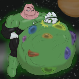 abdominal_bulge anthro belly big_belly black_sclera bodysuit clothing gloves green_lantern_ring handwear huge_belly male male_pred muscular muscular_arms muscular_male patting_belly pecs pink_body pink_skin red_eyes ring skinsuit solo struggling struggling_prey tight_clothing vore theperpetualsad dc_comics green_lantern_(series) kilowog alien 1:1 digital_media_(artwork) hi_res