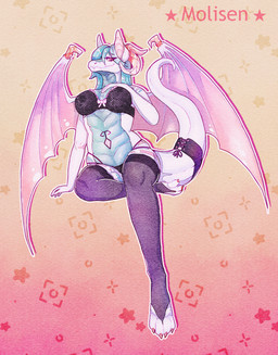 5_fingers accessory anthro biped black_bra black_clothing black_legwear black_panties black_underwear blue_hair bra breasts claws clothed clothing female fingers furgonomics gem hair horn jewelry legwear long_hair looking_at_viewer markings membrane_(anatomy) membranous_wings panties pattern_background ring simple_background smile solo tail tail_accessory tail_jewelry tail_ring tattoo thick_thighs toe_claws underwear white_body wings womb_tattoo molisen mythology caitlyn_bellerose dragon mythological_creature mythological_scalie scalie absurd_res digital_media_(artwork) full-length_portrait hi_res portrait shaded