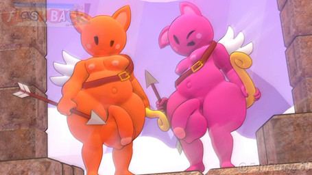 anthro anthro_on_anthro ass_to_ass backsack balls belly bent_over big_balls big_belly big_butt big_penis black_eyes bottom_heavy bouncing_balls bouncing_butt bouncing_penis bow_(weapon) brown_clothing butt butt_jiggle closed_smile clothing curvy_figure duo empty_eyes erection feathered_wings feathers feet floating_island flying front_view frown fur genitals glans glistening glistening_balls glistening_body glistening_butt glistening_eyes glistening_genitalia glistening_legs glistening_penis glistening_perineum glistening_skin glistening_thighs grass heart_symbol holding_arrow holding_bow_(weapon) holding_object holding_ranged_weapon holding_weapon huge_balls huge_butt huge_thighs humanoid_genitalia humanoid_penis hyper hyper_butt jiggling light looking_at_viewer looking_back looking_back_at_viewer looking_pleasured male male/male moobs mouth_closed multiple_angles navel nipples nude open_mouth open_smile orange_balls orange_body orange_ears orange_penis orange_perineum orange_skin outside penile penis perineum pink_balls pink_body pink_ears pink_glans pink_inner_ear pink_nipples pink_penis pink_perineum pink_skin plant presenting presenting_hindquarters ranged_weapon rear_view sash sky slightly_chubby slightly_chubby_anthro slightly_chubby_male smile standing stone_floor swinging_penis text thick_thighs twitter_handle underwear weapon wide_hips wings fanfurry nitrome twin_shot angel domestic_cat felid feline felis mammal 16:9 2026 3d_(artwork) 3d_animation 4k absurd_res animated artist_name colored digital_media_(artwork) english_text hi_res huge_filesize lighting long_playtime multiple_scenes no_sound shaded signature video widescreen