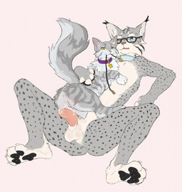 after_sex anthro anthro_on_feral balls bestiality black_spots blue_collar blue_eyes bodily_fluids claws collar collar_tag countershading cum cum_on_vulva dominant dominant_female duo ejaculation eyewear female feral fur genital_fluids genitals glasses grey_body grey_fur larger_male leash leash_pull lying male male/female on_back pawpads paws penis purple_collar rectangular_glasses simple_background size_difference smaller_female spots star_collar_tag vulva yellow_eyes plumbelly synx_(synxthelynx) domestic_cat felid feline felis lynx mammal hi_res