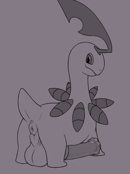 animal_genitalia animal_penis anus balls equine_genitalia equine_penis feral genitals male penis puffy_anus solo conditional_dnp vanzard nintendo pokemon bayleef generation_2_pokemon pokemon_(species) absurd_res hi_res