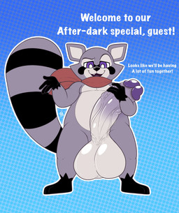 balls big_balls big_penis erection foreskin genitals glans huge_balls huge_penis humanoid_genitalia hyper hyper_balls hyper_genitalia hyper_penis male paws penis retracted_foreskin scarf solo vein veiny_penis mirageweasel indigo_park rambley_raccoon mammal procyonid raccoon hi_res