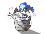 basket container female feral happy heart_symbol smile solo yuumisocute league_of_legends riot_games tencent edg_yuumi yuumi_(lol) domestic_cat felid feline felis mammal 4:3 hi_res