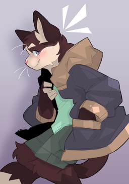 anthro blue_clothing blue_jacket blue_shirt blue_t-shirt blue_topwear bottomwear brown_body brown_fur clothed clothed_anthro clothed_male clothing fully_clothed fully_clothed_anthro fully_clothed_male fur green_bottomwear green_clothing green_shorts hand_in_pocket jacket male pockets shirt shorts simple_background solo t-shirt tail topwear whiskers white_body white_fur brokesgone milo_(brokesgone) domestic_cat felid feline felis mammal 2023 digital_drawing_(artwork) digital_media_(artwork) hi_res