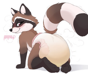 3_toes all_fours anthro bite biting_lip biting_own_lip black_body black_ears black_fur black_tail blush blush_lines bodily_fluids breath brown_body brown_fur brown_tail clothed clothing diaper diaper_only eyelashes feces feet female female_anthro fur genital_fluids half-closed_eyes head_turned heart_symbol looking_back_at_self moan multicolored_body multicolored_fur multicolored_tail narrowed_eyes paws pink_eyes pink_text pooping pupils rear_view scatplay self_bite snout soiled_diaper soiling soiling_diaper soles solo straining sweat tail text toes topless topless_anthro topless_female unclean_diaper urine used_diaper wearing_diaper wet_diaper wetting whiskers white_body white_fur white_inner_ear white_tail white_whiskers messyszop mammal procyonid raccoon 2025 digital_media_(artwork) english_text hi_res