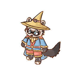 anthro chibi clothing eyewear glasses hat headgear headwear magic_user male solo wizard_hat charlie_nax cooper_mordaut domestic_ferret mammal mustelid musteline true_musteline weasel 1:1 hi_res