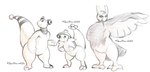 anthro black_sclera claws group leaning leaning_forward male overweight red_claws simple_background smile standing tail thick_tail toe_claws trio white_background white_eyes daviddarient203 nintendo pokemon ampharos avian bird breloom generation_2_pokemon generation_3_pokemon noctowl owl pokemon_(species) 2024 hi_res spanish_description watermark