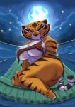 anklet anthro barefoot big_breasts big_butt biped black_nose breasts butt clothed clothing detailed_background feet female full_moon fur huge_thighs jewelry looking_at_viewer moon multicolored_body multicolored_fur muscular muscular_anthro muscular_female night raft sea skimpy smile solo striped_body striped_fur stripes thick_thighs torn_clothing under_boob water white_body white_fur wide_hips yellow_sclera joelasko dreamworks kung_fu_panda master_tigress ambient_arthropod ambient_firefly ambient_insect arthropod beetle elateroid felid firefly insect mammal pantherine tiger 2018 absurd_res digital_media_(artwork) hi_res