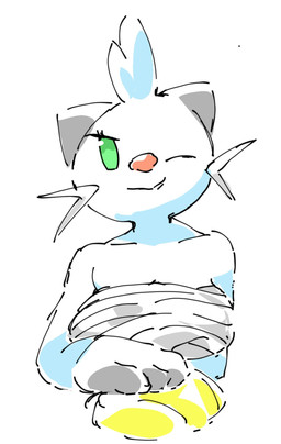 anthro big_breasts breasts chest_wraps female green_eyes looking_at_viewer one_eye_closed scalchop seashell shell solo wink winking_at_viewer wraps tokemaru nintendo pokemon dewott generation_5_pokemon pokemon_(species) hi_res sketch