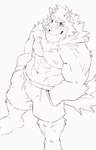 abs anthro biceps bottomwear clothing male muscular muscular_anthro muscular_male nipples pecs shirtless shorts solo heylaw21 lifewonders live_a_hero barrel_(live_a_hero) canid canine canis mammal wolf absurd_res hi_res line_art