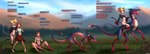 chain chain_leash claws collar duo female feral hair horn leash outside scales transformation transformation_sequence nominu mythology demon dragon human mammal mythological_creature mythological_scalie scalie absurd_res hi_res