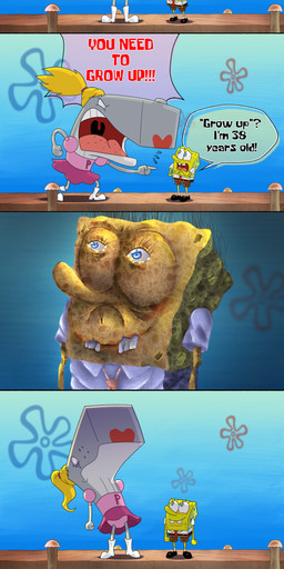 anthro clothed clothing dialogue duo female humor male nightmare_fuel speech_bubble text what missplayer30 nickelodeon spongebob_squarepants the_marvelous_misadventures_of_flapjack pearl_krabs spongebob_squarepants_(character) aquatic cetacean mammal sperm_whale toothed_whale whale 2024 absurd_res comic english_text hi_res multiple_images