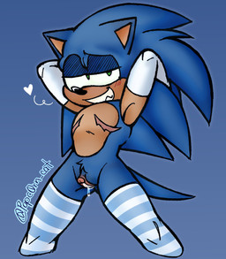 andromorph anthro armwear bedroom_eyes big_clitoris blue_body blush bodily_fluids clitoris clothing elbow_gloves genital_fluids genitals gloves green_eyes handwear heart_symbol intersex legwear looking_at_viewer mastectomy_scar narrowed_eyes pattern_clothing pattern_legwear pattern_stockings pubes raised_arms scar seductive simple_background smile solo spread_legs spreading stockings striped_clothing striped_legwear striped_stockings stripes tail vaginal_fluids vulva white_armwear white_clothing white_elbow_gloves white_gloves white_handwear meowwabae sega sonic_the_hedgehog_(series) sonic_the_hedgehog eulipotyphlan hedgehog mammal 2022 digital_drawing_(artwork) digital_media_(artwork) hi_res