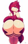 anthro big_butt blue_eyes butt ear_piercing female hair huge_butt looking_at_viewer looking_back markings piercing presenting presenting_hindquarters rear_view red_hair red_stripes solo stripes thick_thighs wide_hips vimhomeless zofia_(pearlhead) canid canine mammal 2016 absurd_res hi_res