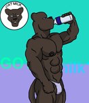 anthro barazoku drinking drinking_milk exposed_chest facing_aside male mostly_nude muscular skimpy_thong solo ab_ookami_kun got_milk? felid mammal pantherine meme