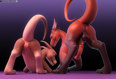 animal_genitalia animal_penis balls butt duo equine_genitalia equine_penis female feral genitals looking_at_viewer male male/female penis presenting standing conditional_dnp crittermatic mythology angus_(critterclaws) cookie_(critterclaws) dragon mythological_creature mythological_scalie scalie 3d_(artwork) digital_media_(artwork) hi_res