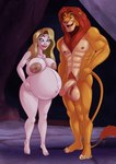 abs absurd_res anthro blonde_hair breasts cave disney duo el-loko felid feline female flaccid fur genitals hair hi_res human lion looking_at_genitalia looking_at_penis male male/female mammal muscular muscular_anthro muscular_male nipples nude pantherine penis pregnant pregnant_female pregnant_human red_body red_fur red_hair simba_(the_lion_king) smile standing tail the_lion_king